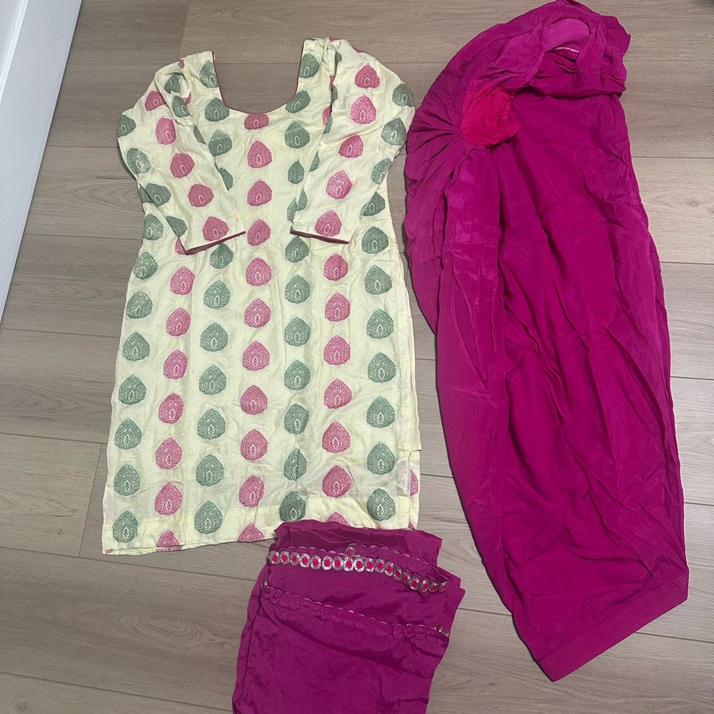 Pink and Cream Traditional Dress Set